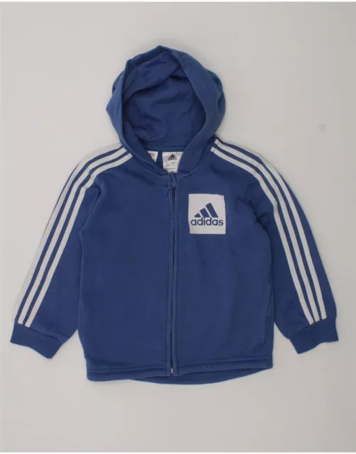 ADIDAS Baby Boys Graphic Zip Hoodie Sweater 18-24 Months Blue Cotton AN03