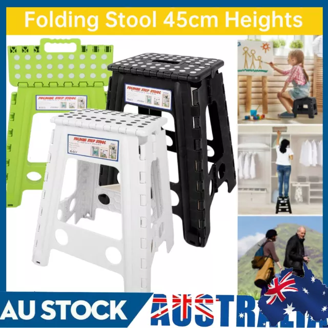 Portable 45cm Folding Step Stool Plastic Chair Flat Outdoor Camping Seat Ladder