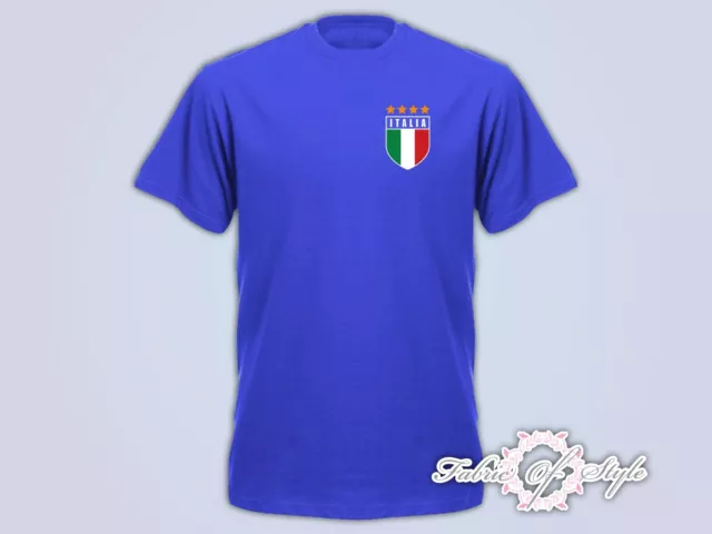 Retro Italy Football T Shirt World Cup Italia Italian Euro  T-shirt - Royal
