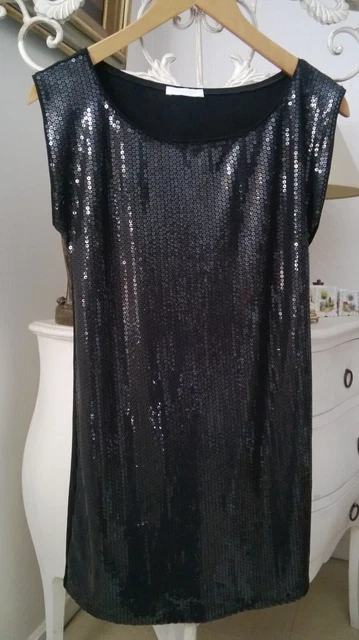 Robe Tunique Chasuble Noire Multi-matériaux L33 - Taille 2 (38/40) - Occasion Très Bon état
