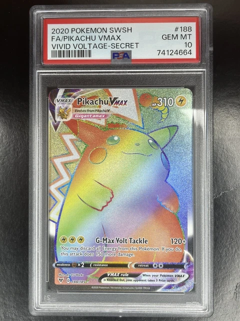 PSA 10 Pokémon TCG Pikachu VMAX Vivid Voltage 188/185 Holo Secret Rare
