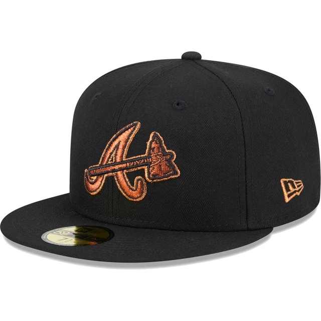 Men's New Era  Black Atlanta Braves Metallic Pop 59FIFTY Fitted Hat