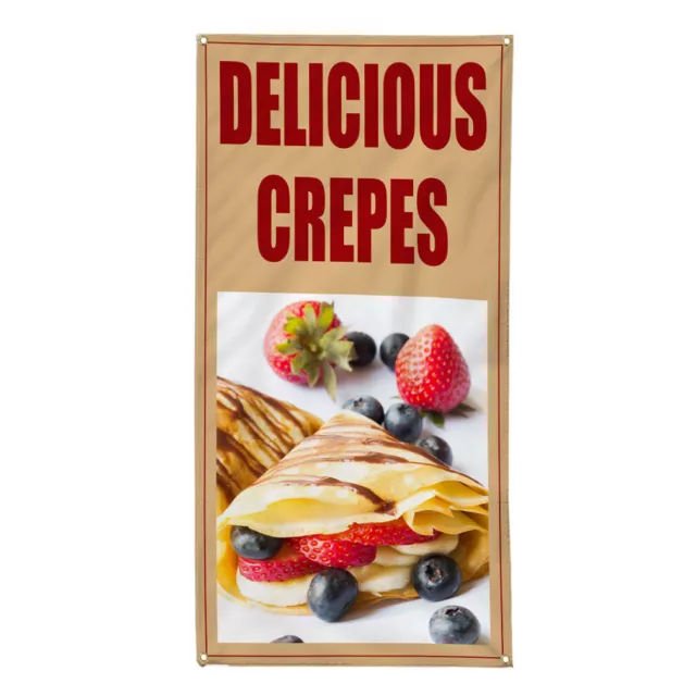 Vertical Vinyl Banner Multiple Sizes Delicious Crepes Food and Drink Outdoor