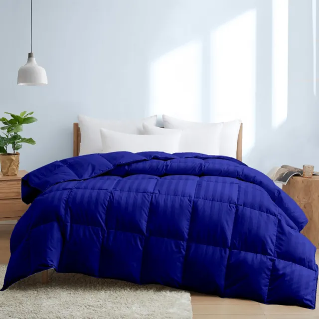 Heavy Winter Down Alternative Comforter+Sheet Set Queen Size Royal Blue Stripes