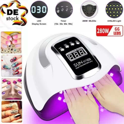 280W 66 LED Nagel Lampe Nagellampe UV Lampe LED Lichthärtungsgerät Nagelgel Kit