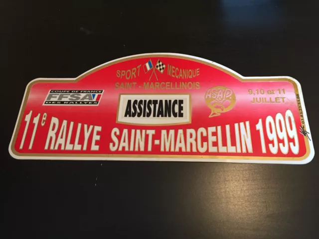 Plaque De Voiture Assistance 11Eme Rallye Saint Marcellin 1999 Ffsa