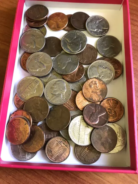 Vintage USA Coin Lot...18 Five Cent coins & 30 1 Cent Coins..1957+