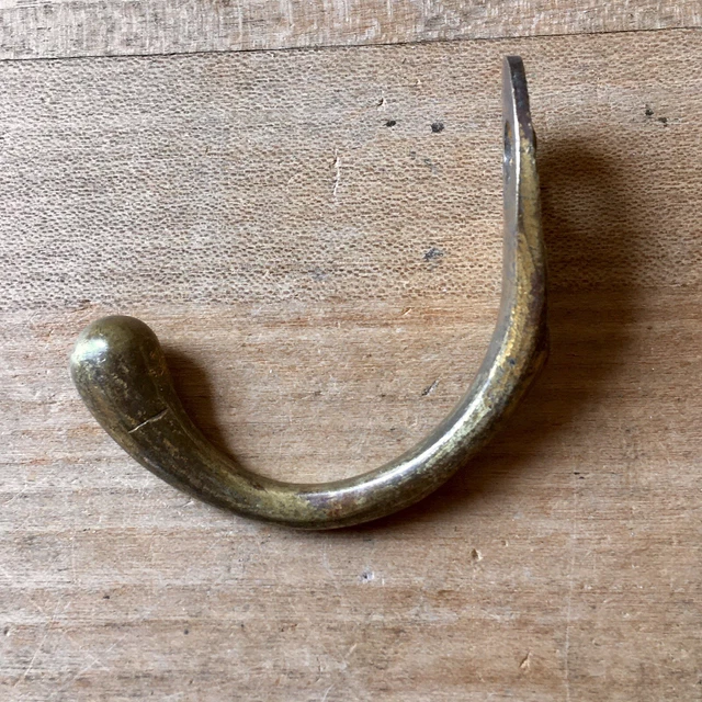 Antique Brass Coat Hook Victorian Vintage Reclaimed Old