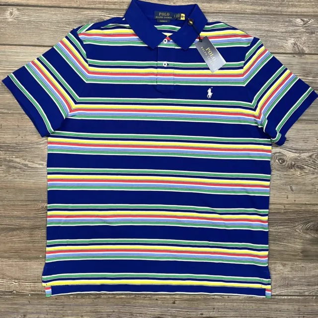 Polo Ralph Lauren Men’s Classic Fit Striped Mesh Polo Shirt Blue Size Large NWT