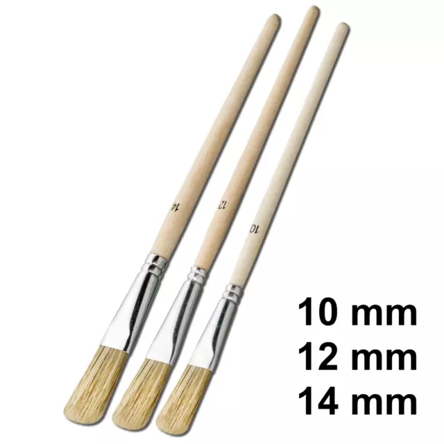 Emaillelackpinsel-Set 3-teilig oder Einzeln Malerpinsel 10-12-14mm Helle Borste