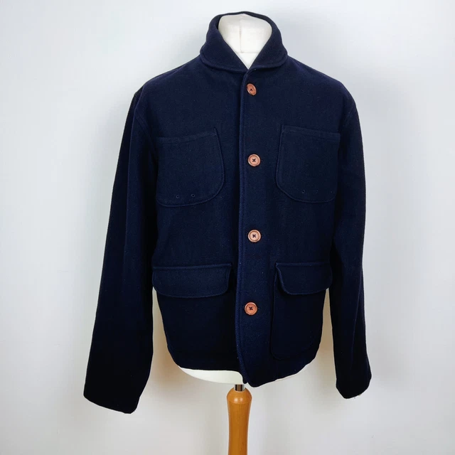 Universal Works Melton Wool Navy Chore Utility Labour Jacket Overshirt - Size L