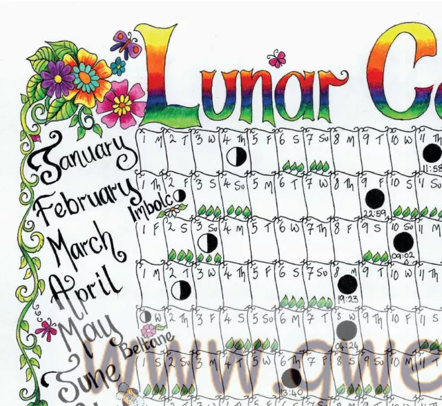 CALENDAR 2024 A4 Pagan Wicca wall chart planner poster Goddess Diary