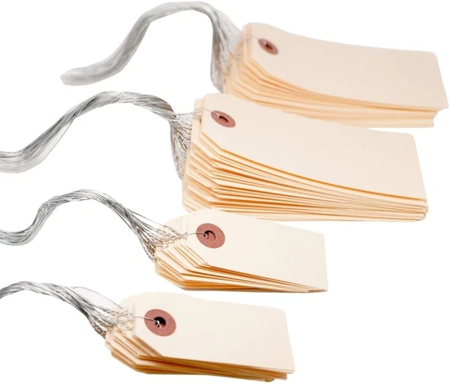 Wire Manila Shipping Tags with Wire Tags 200 Pcs Shipping Tags Set Bulk Size #1