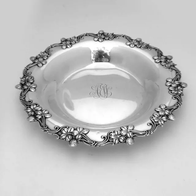 Serving Bowl Four Leaf Clover Border Shreve Sterling Mono AEW 2