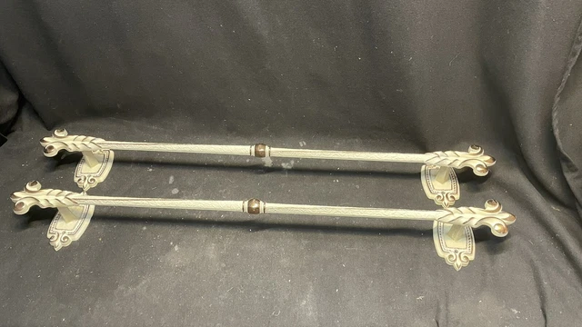 Pair of Vintage Mid Century (60's-70's) Gold/White Towel Bar Fleur de Lis  29.5"