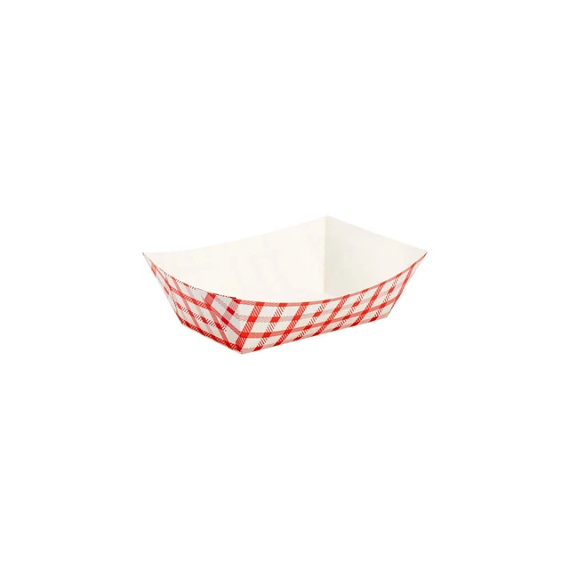 FP-FT100G Food Tray 1 Lb - Checkered Red (Case of 1000)