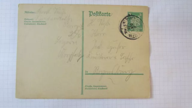 Germania intero stazionario Tirschenreuth 1924 n5 x 6,7