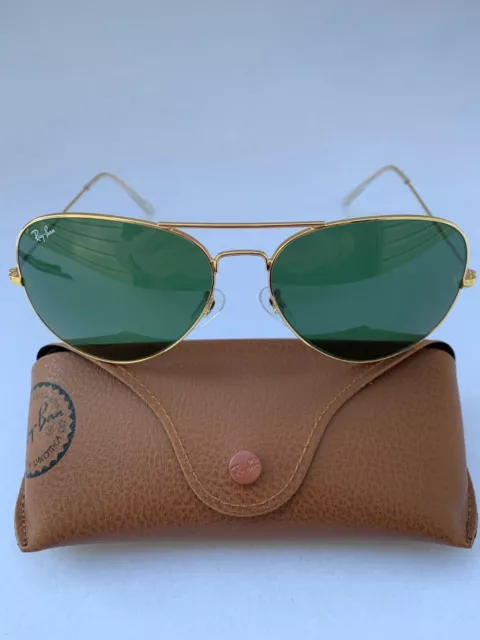 Ray-Ban Aviator Sunglasses L2846 RB3026 Large 62m Gold Frame & Green Lenses