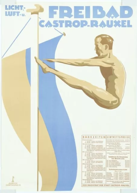 41882 - Licht,- Luft- u. Freibad Castrop-Rauxel. Plakat von Max Aurich, um 1930
