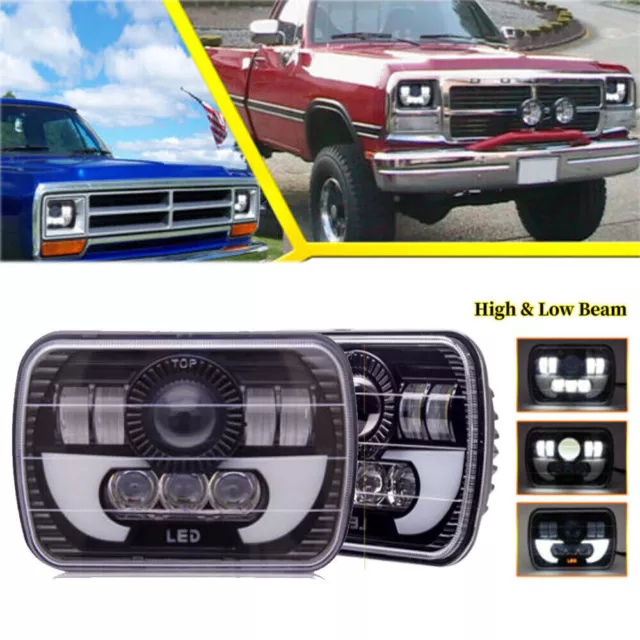 2PCS 7x6'' 5x7 inch LED Headlights Hi/Lo Beam W/DRL For Holden Rodeo 1998-2003