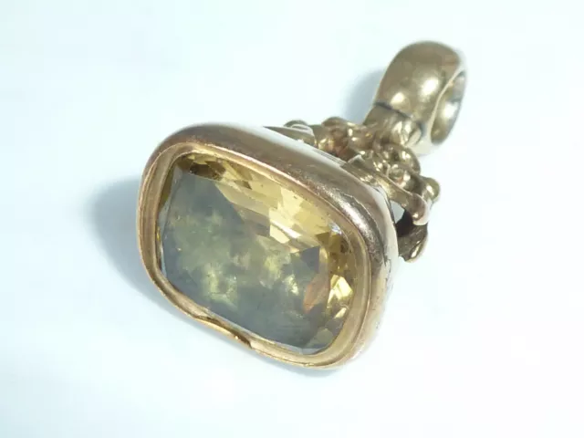 Antique Citrine Glass Fob Pendant Seal Rolled Gold Georgian Victorian