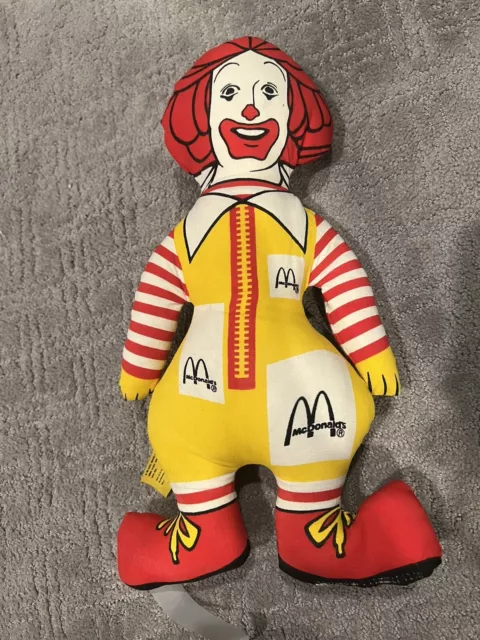 Vintage Ronald McDonald Clown Flat Plush Toy 16" McDonald's Stuffed Doll Rare