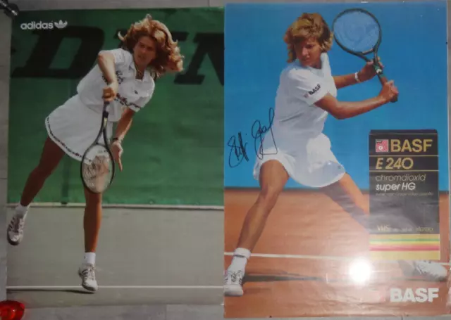 STEFFI GRAF,2x WERBEPOSTER,1xADIDAS,1x BASF,mit Unterschrift / selten