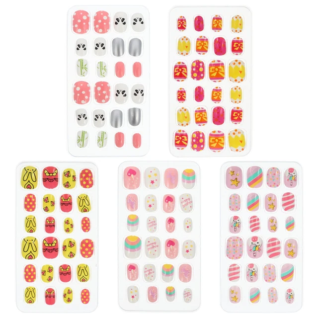 5 scatole/120 pz adesivi per unghie per bambini Abs kit per unghie finte