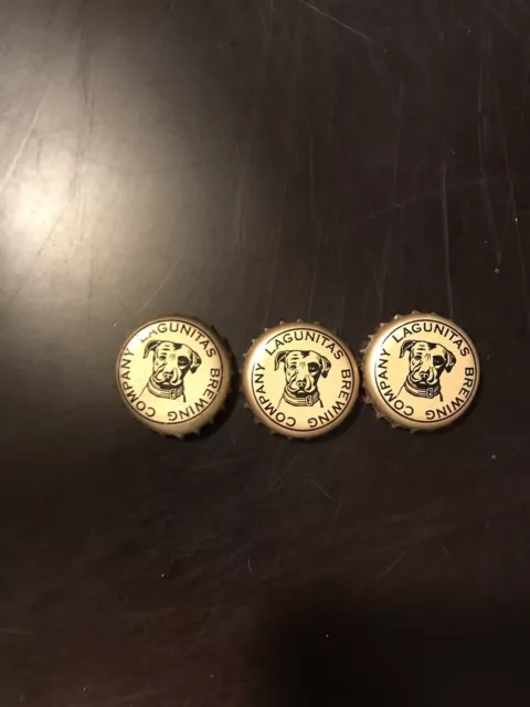 3 Metallic Gold Black Dog Laguintas Brewing Company Beer Bottle Caps No Dents