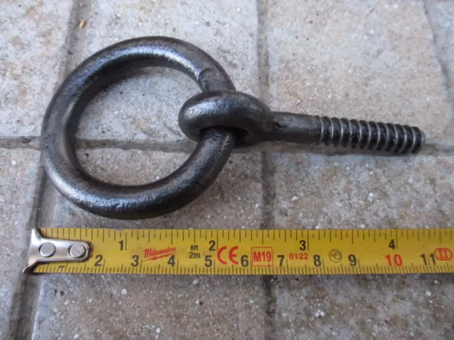 Vintage in Iron Strong Screw Ring Hook Wall or Ceiling Old Hanger Hanging