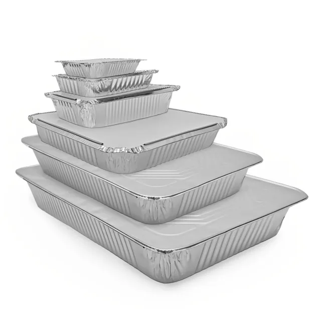 Aluminium Foil Food Containers Lids Baking Pans Home Takeaway Disposable Trays