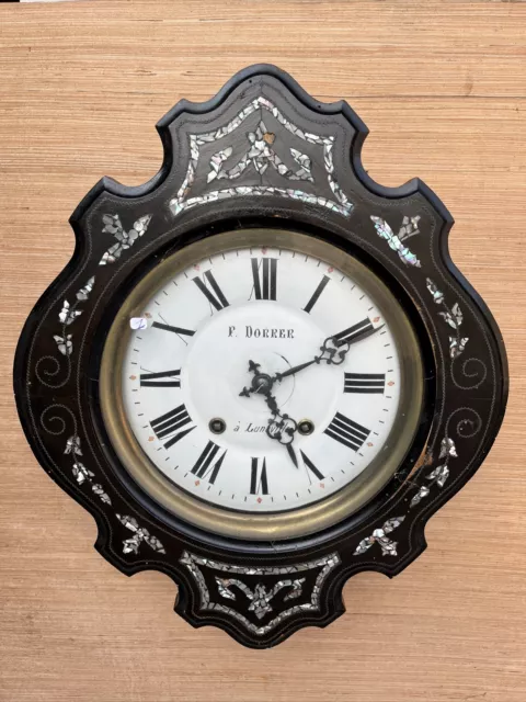 N.1 Ancienne pendule / œil de bœuf , Dorrer  A Lunéville, horloge 19eme