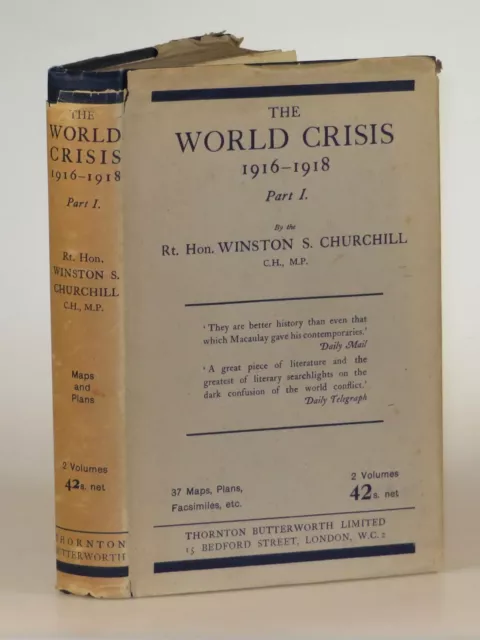 Winston Churchill - The World Crisis 1916-1918 Part I, third printing, jacket