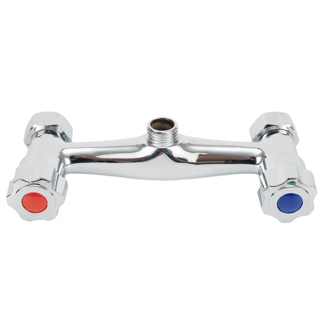 Stylish Bathroom Shower Mixer Taps with Twin Outlet Chrome Bar Valve High Grade