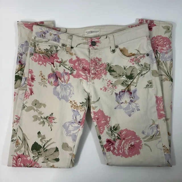 Denim Supply Ralph Lauren Ivory Pink Rose Floral Jeans Womens 27