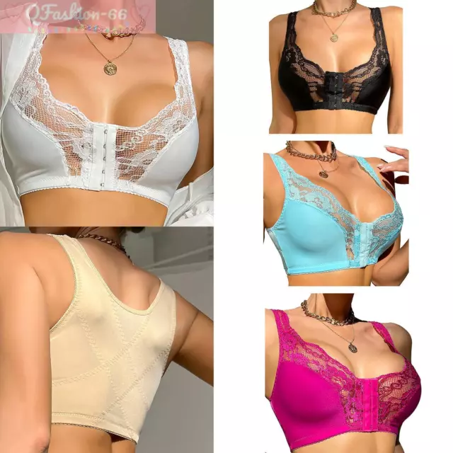 Womens Sexy Full Coverage Push Up Lace Bra Half Cup Front Closure Bras Lingerie