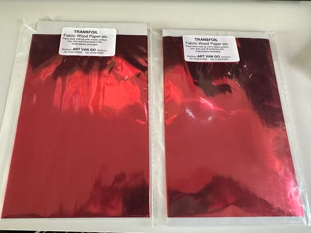 2x Transfoil Rojo - Papel de madera de tela 30 X 25 cm Incluye Instrucciones