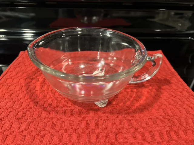 Vintage Hazel Atlas Clear Glass Handled Footed Mixing Batter Bowl c. 1930s