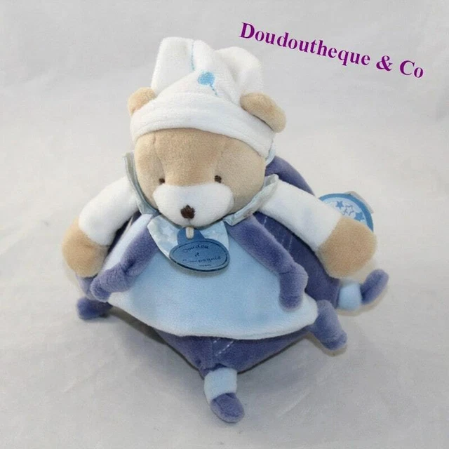 Peluche musicale ours DOUDOU ET COMPAGNIE Petit Chou bleu DC2717 18 cm (CEMO)
