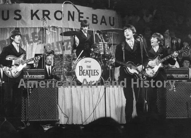 The Beatles on Stage in Munich, Germany 1966 Photo Print Poster John Paul George