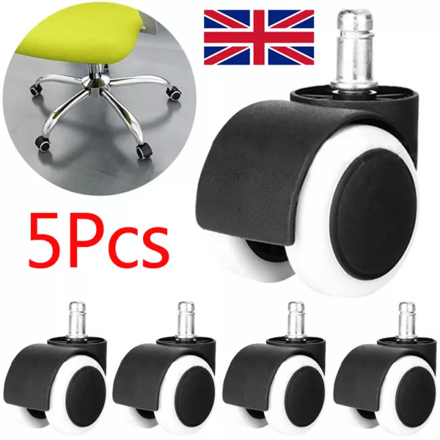 5x Soft Rubber Non Marking Castor Wheels 50mm 11mm Computer Office Chair Caster