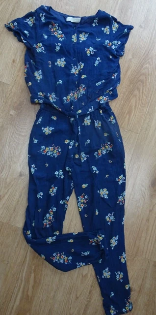 ZARA ragazze pantaloni floreali marina tuta tutto in uno ETÀ 9 - 10 ANNI eccellente