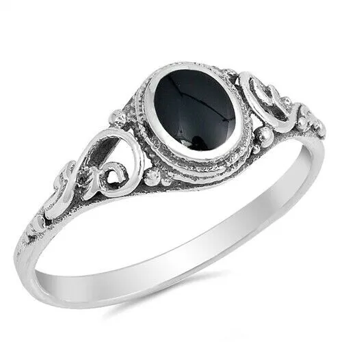 Ring Echt Sterlingsilber 925 Schwarz Onyx Schmuck Gesichtshöhe 8 mm Größe 6