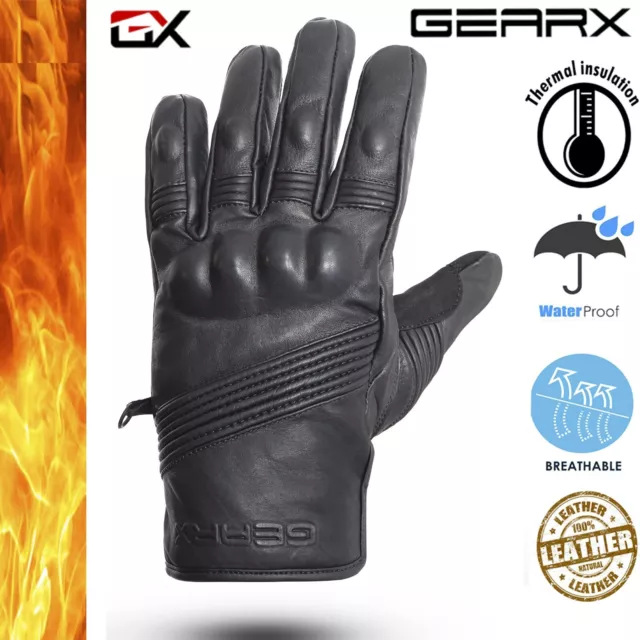 Liberty Cuero Guantes para Motocicleta Impermeable Térmico Protección