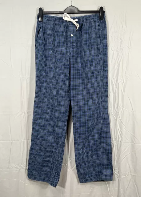 J CREW Men's BLUE Plaid FLANNEL Elastic/Drawstring Waist LOUNGE/PAJAMA PANTS M