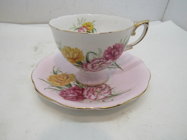Royal Standard Carnation Tea cup with Saucer Made in England