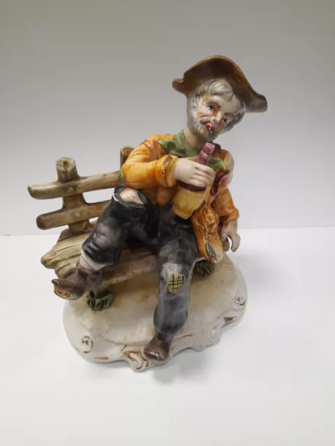 Capodimonte Style Tramp On A Bench Figure