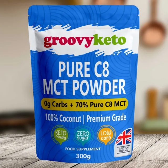 Groovy Keto Pure C8 MCT Powder | MCT C8 Oil Powder | Purest Form of MCT | 300g