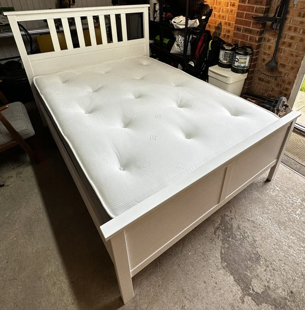 IKEA HEMNES DOUBLE Bed Frame in White + Mattress £100.00 PicClick UK