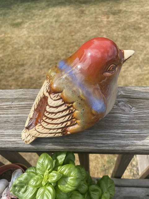 Große Vogeltaube KERAMIKFIGUR Keramik Skulptur handbemalt braun 3